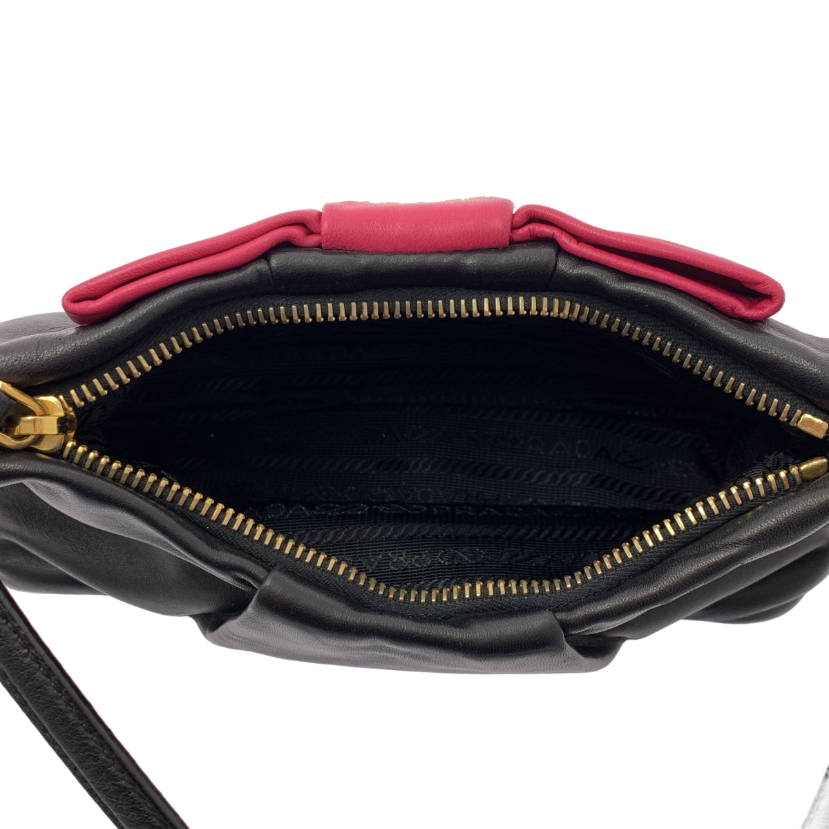 PRADA / プラダ レザー バイカラー リボン ハンドバッグ