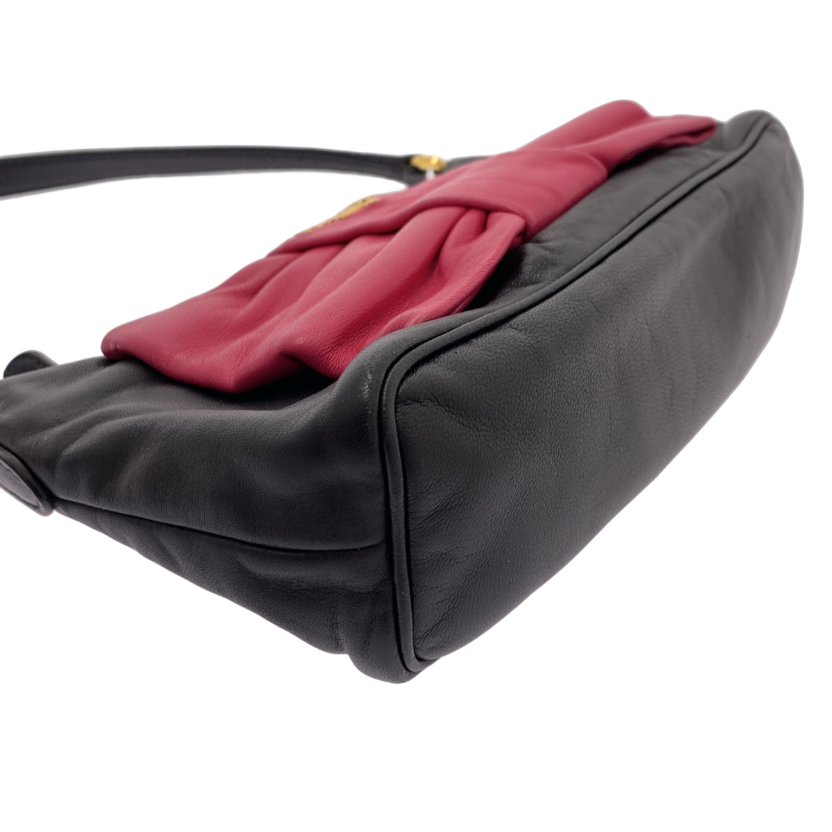 PRADA / プラダ レザー バイカラー リボン ハンドバッグ