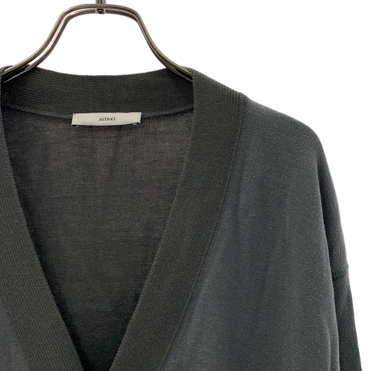 ASTRAET / アストラット ウール混 バイカラー Vネック ニットカーディガン