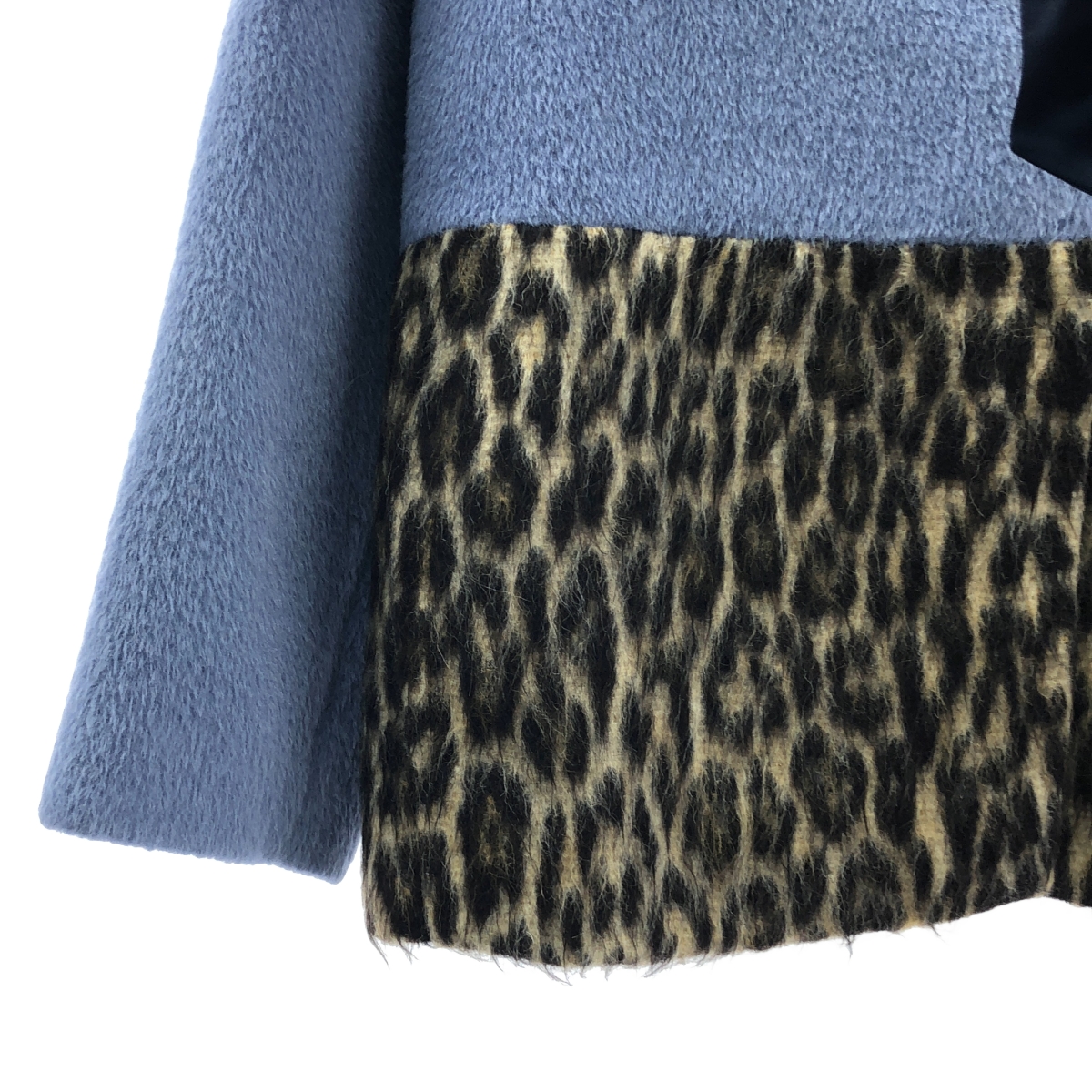 Drawer / ドゥロワー ファー付き レオパード ノーカラー ショートコート / 総裏地