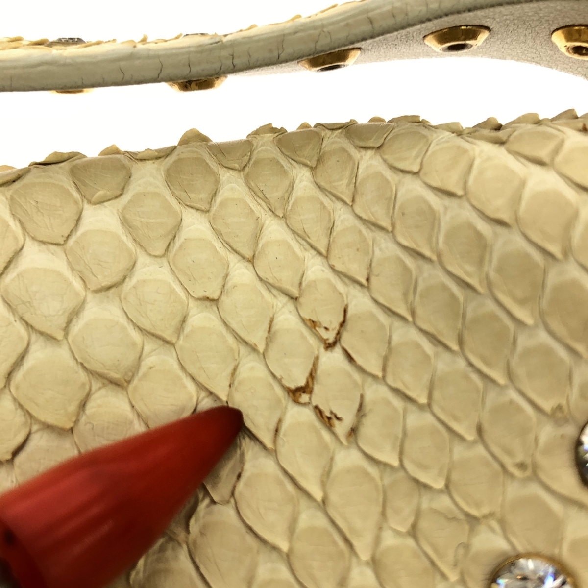 CELINE / セリーヌ パイソン レザー ビジュー 装飾 フラップ ワンショルダー ハンドバッグ