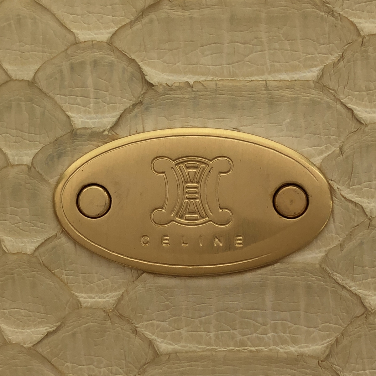 CELINE / セリーヌ パイソン レザー ビジュー 装飾 フラップ ワンショルダー ハンドバッグ