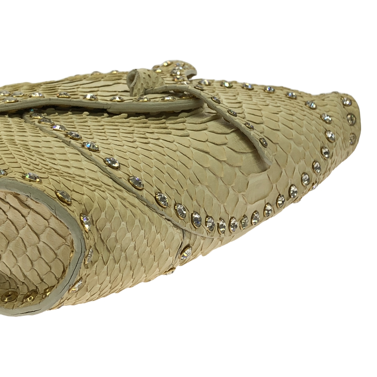 CELINE / セリーヌ パイソン レザー ビジュー 装飾 フラップ ワンショルダー ハンドバッグ