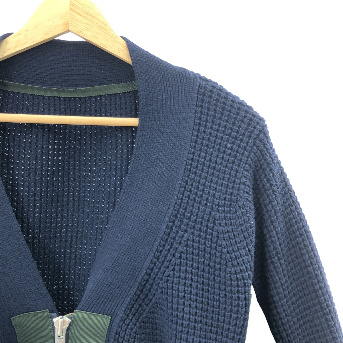 sacai / サカイ ナイロン切替 ジップアップ ニットカーディガン