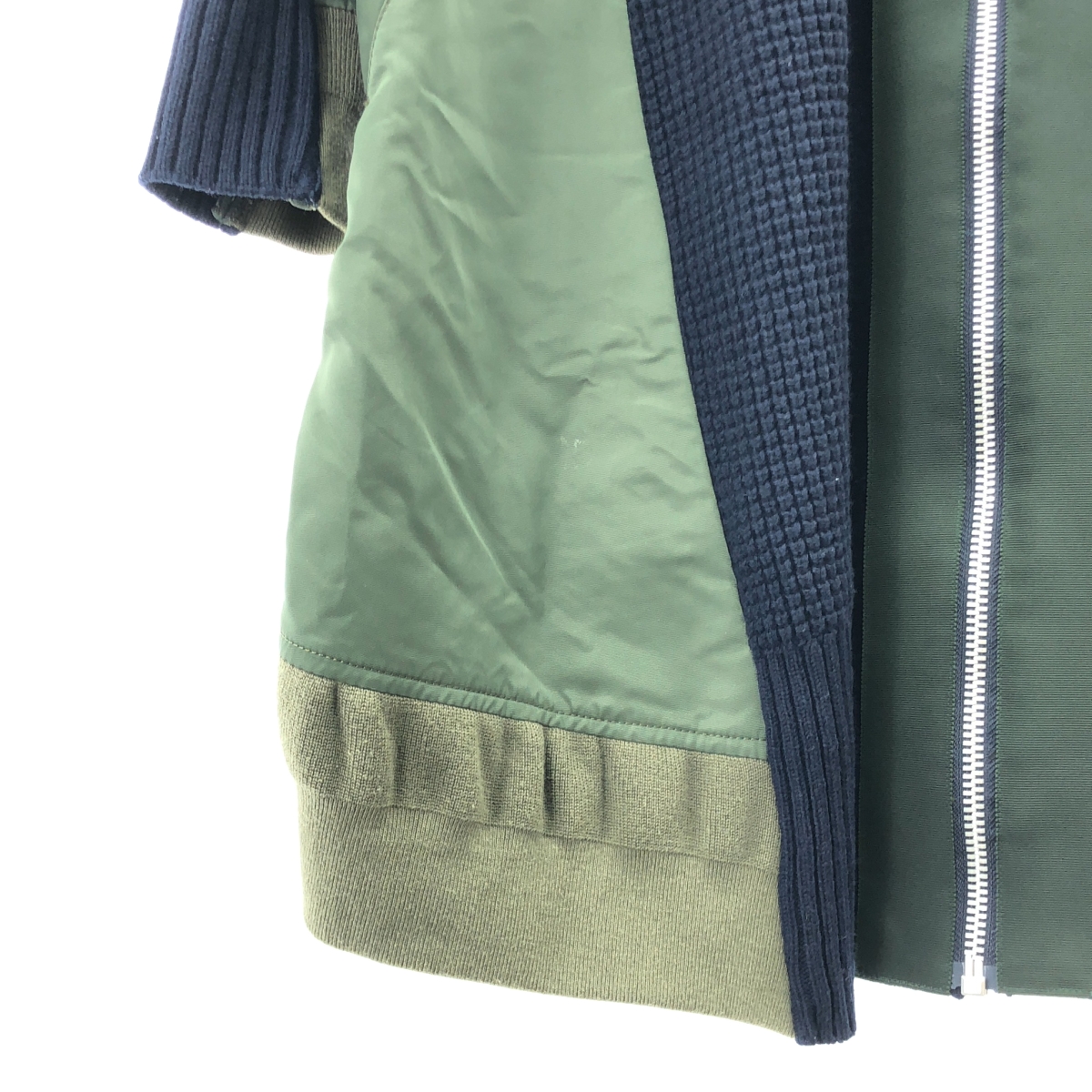 sacai / サカイ ナイロン切替 ジップアップ ニットカーディガン