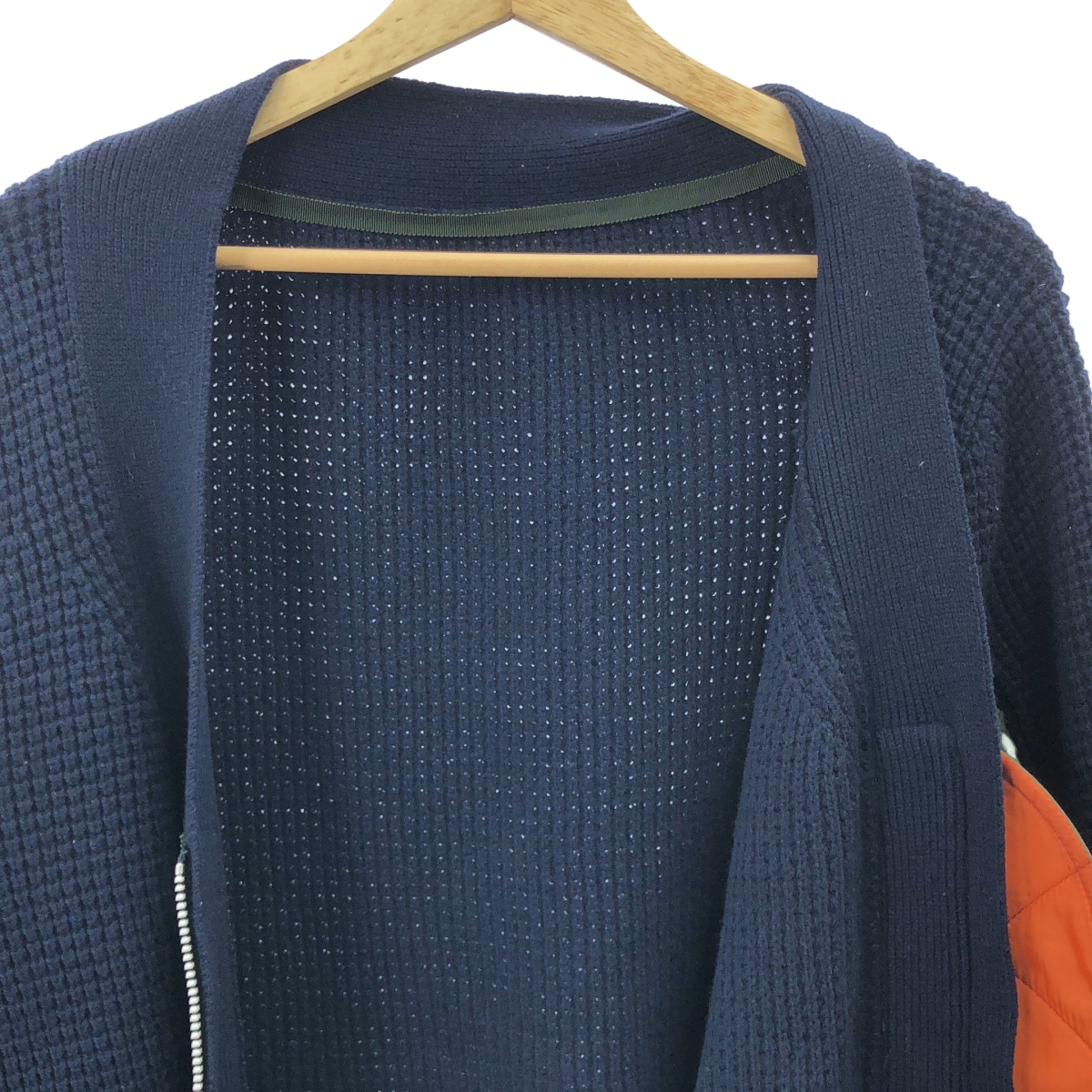 sacai / サカイ ナイロン切替 ジップアップ ニットカーディガン