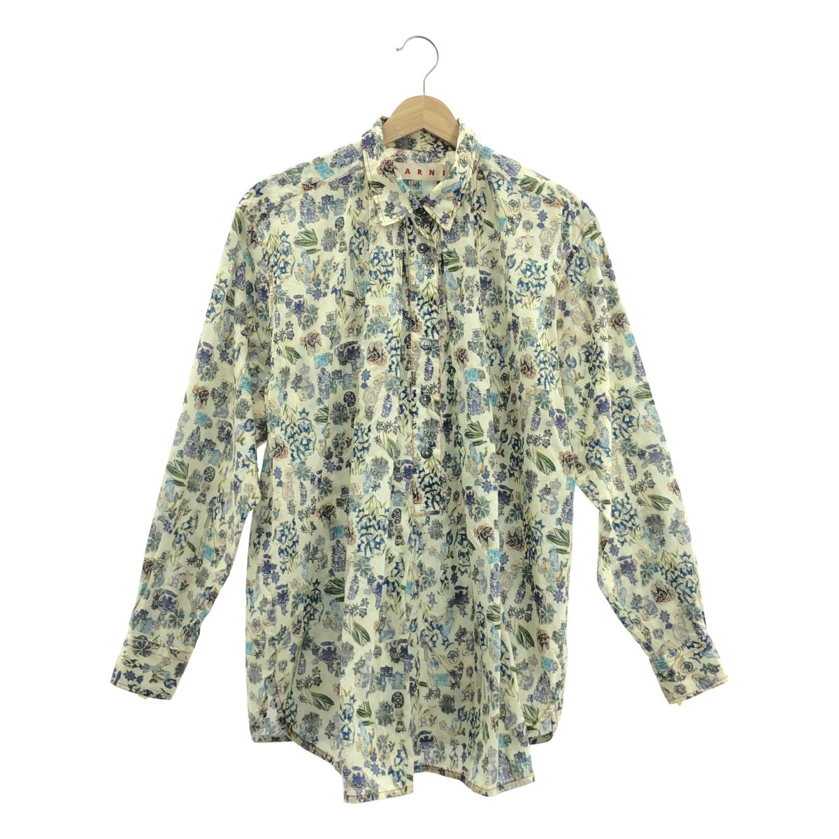 MARNI / マルニ コットン 総柄 オーバーシルエット プルオーバー シャツ ブラウス