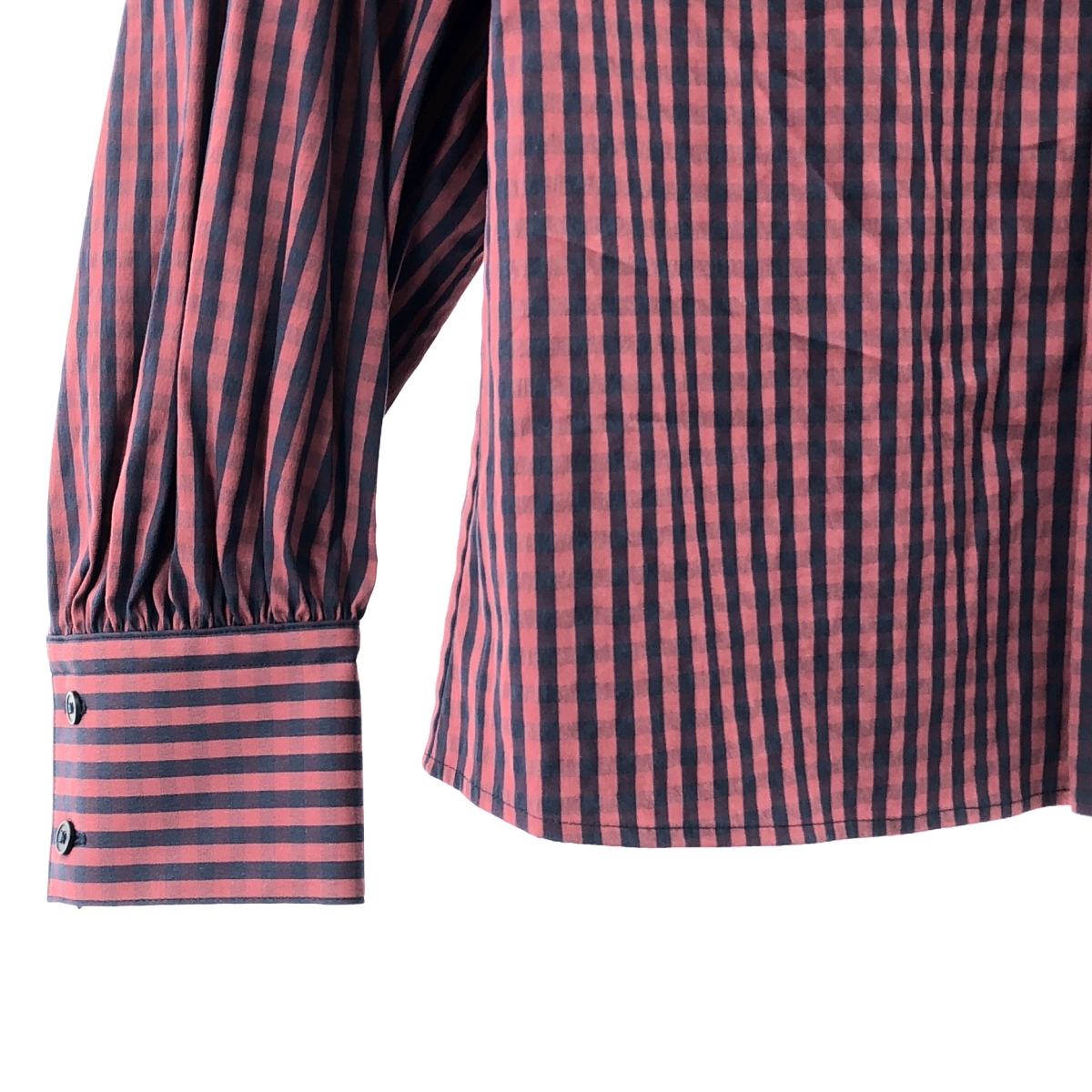 その他 ストレッチ チェック シャーティング ケープカラー ブラウス