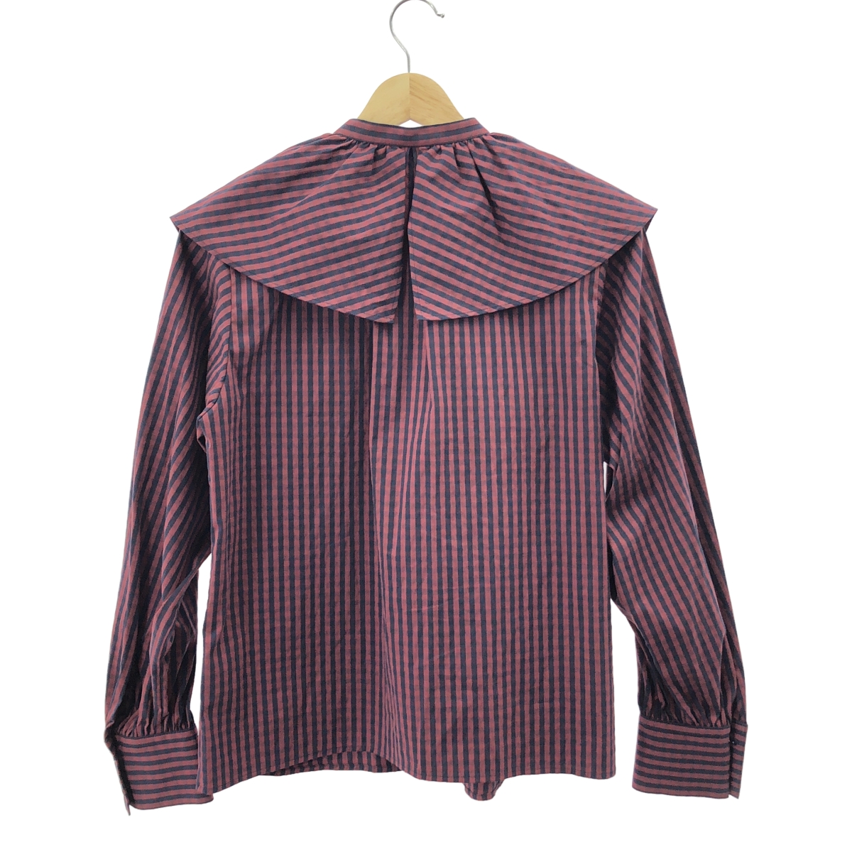 その他 ストレッチ チェック シャーティング ケープカラー ブラウス