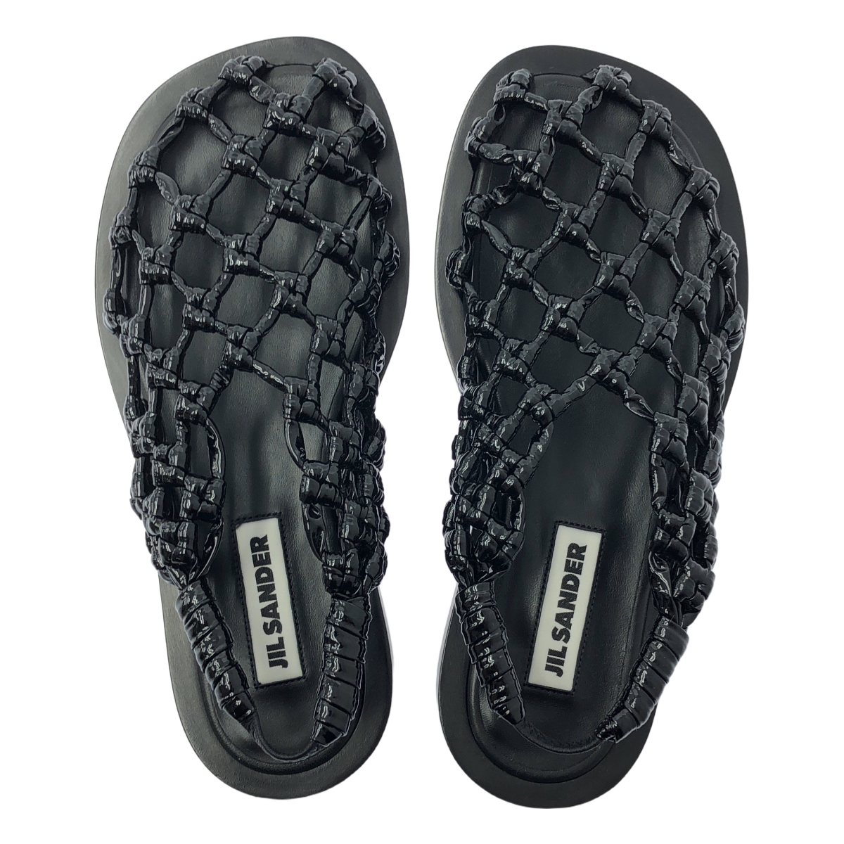 JIL SANDER / ジルサンダー パテントレザー ノットストラップ メッシュ バレエシューズ サンダル