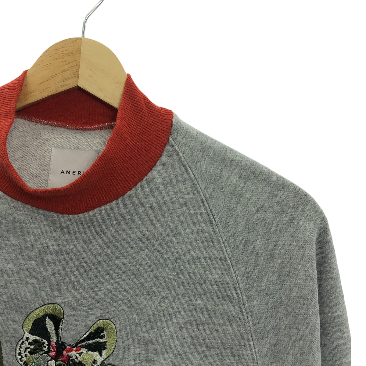 AMERI / アメリ 鳥&蝶々刺しゅう ラグラン スウェット
