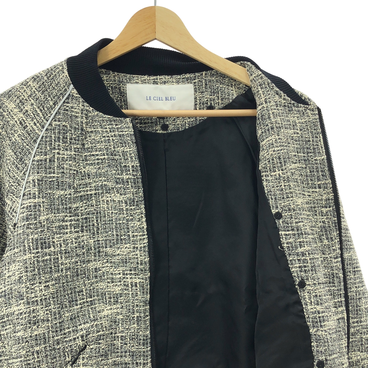 LE CIEL BLEU / ルシェルブルー コットン ツイード リブ ブルゾン ジャケット