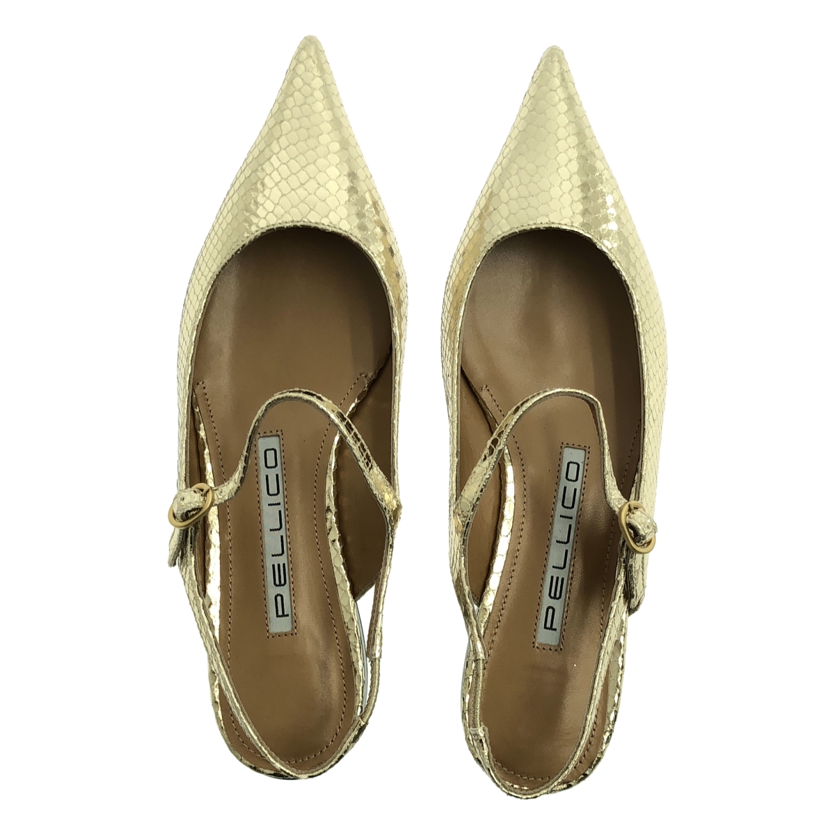 PELLICO / ペリーコ メタリック ポインテッドトゥ ストラップ パンプス