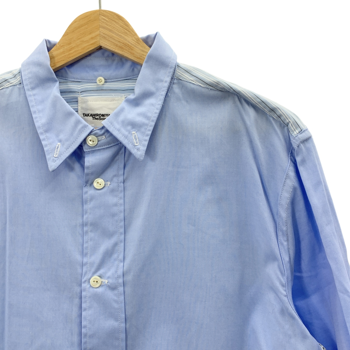 TAKAHIROMIYASHITA The Soloist / タカヒロミヤシタザソロイスト コットン ストライプ 切替 フォトプリント 180°シャツ
