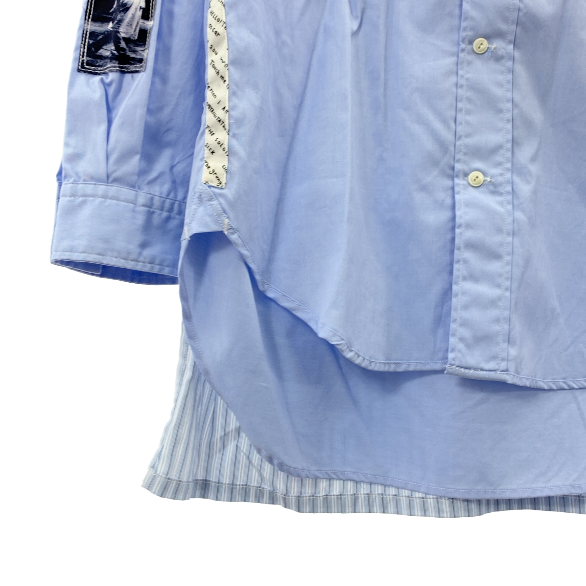 TAKAHIROMIYASHITA The Soloist / タカヒロミヤシタザソロイスト コットン ストライプ 切替 フォトプリント 180°シャツ