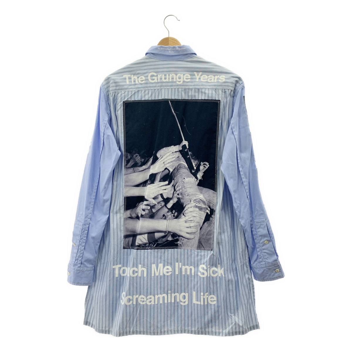 TAKAHIROMIYASHITA The Soloist / タカヒロミヤシタザソロイスト コットン ストライプ 切替 フォトプリント 180°シャツ