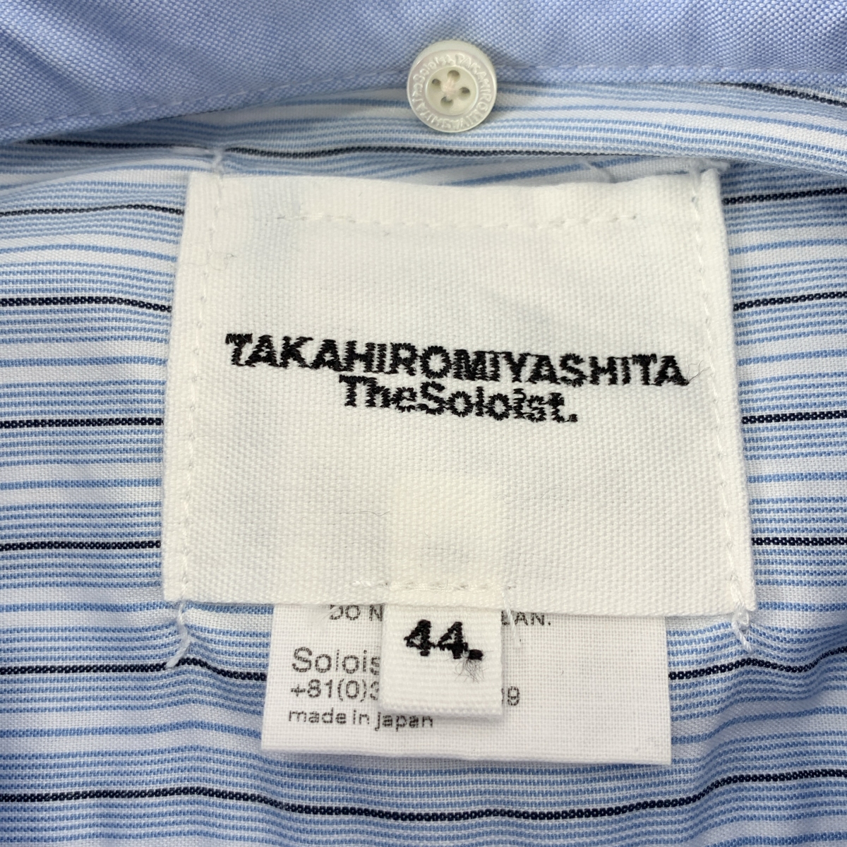 TAKAHIROMIYASHITA The Soloist / タカヒロミヤシタザソロイスト コットン ストライプ 切替 フォトプリント 180°シャツ