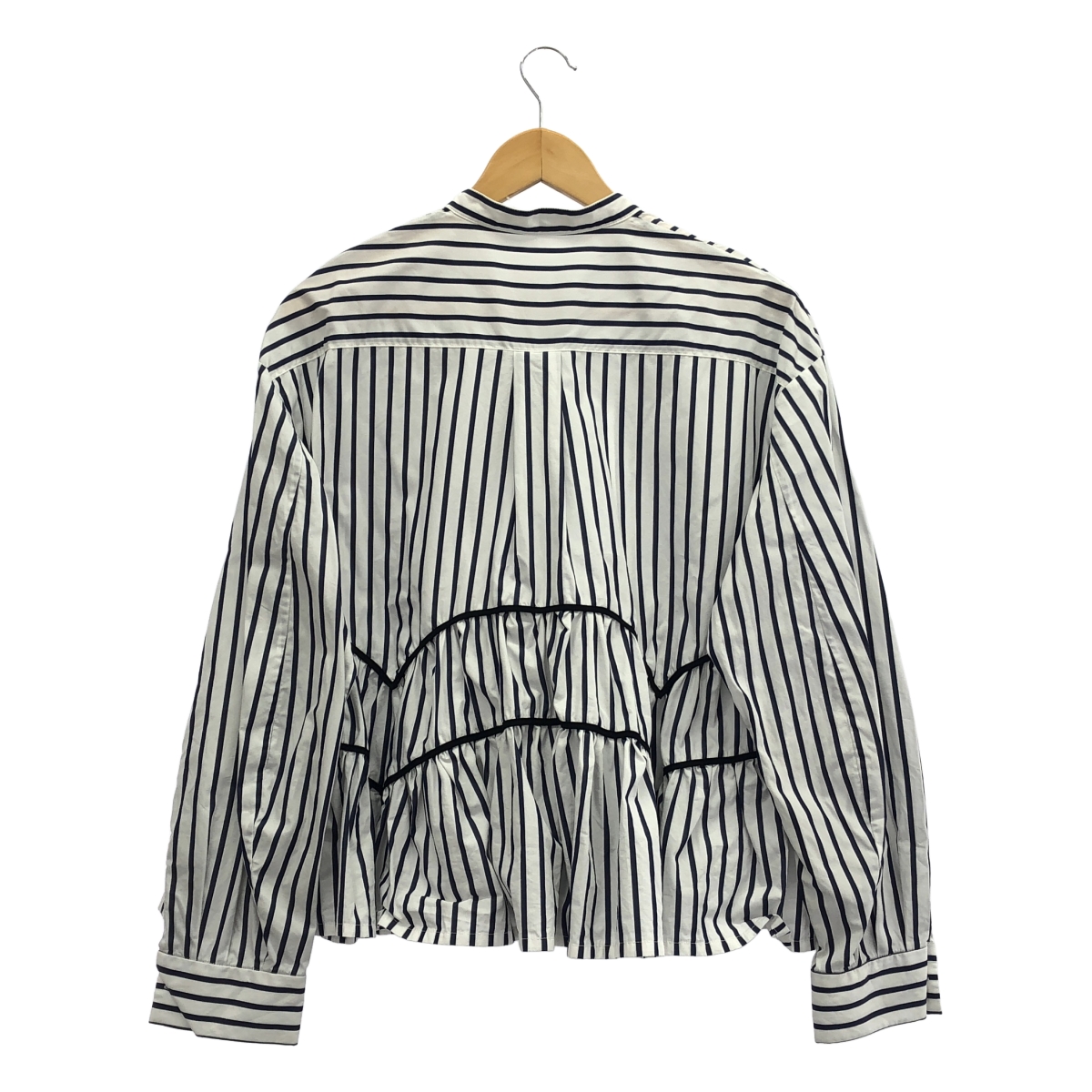 RUMCHE / ラム・シェ Piping Gathered Blouse ストライプ パイピング ギャザー ブラウス