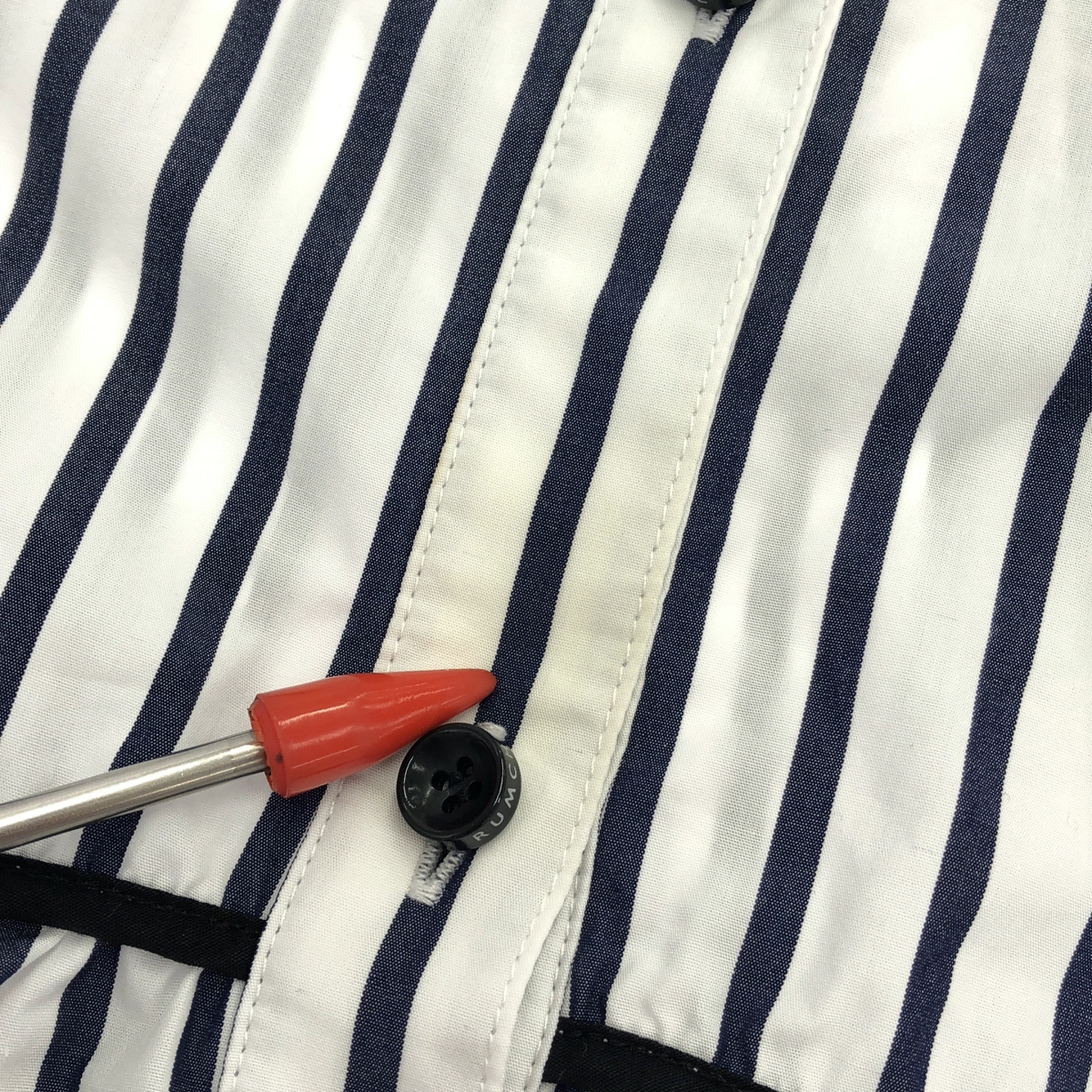 RUMCHE / ラム・シェ Piping Gathered Blouse ストライプ パイピング ギャザー ブラウス