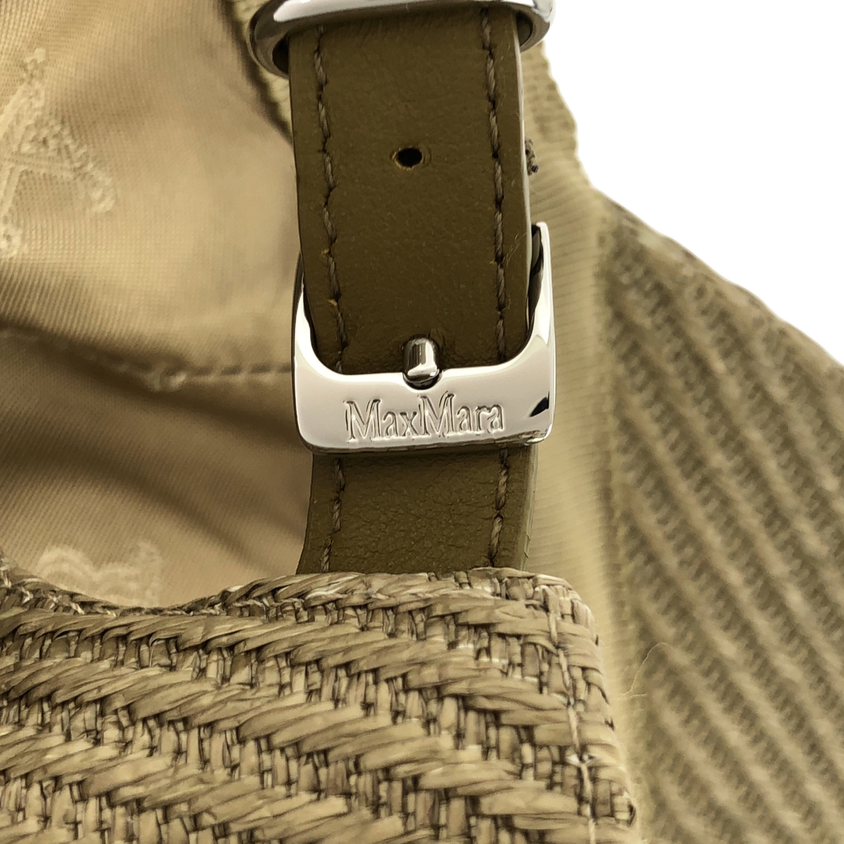 Max Mara / マックスマーラ ロゴ キャップ 帽子 総裏地 / レザーアジャスター調整可