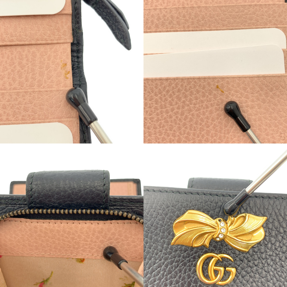 GUCCI / グッチ GGマーモント ボウ レザー ウォレット 二つ折り財布