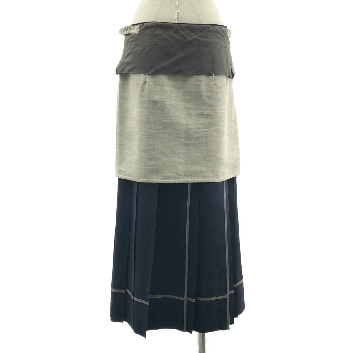COMME des GARCONS / コムデギャルソン 90s 異素材切替 インサイドアウト ウール ラップ プリーツスカート