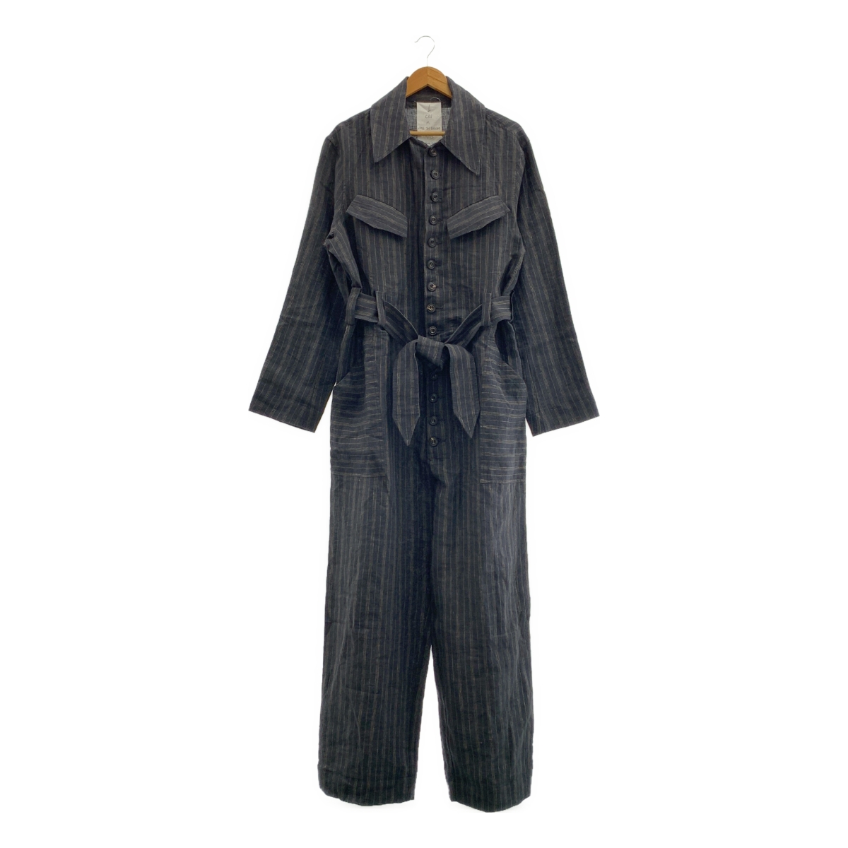 JOHN ALEXANDER SKELTON / ジョンアレキサンダースケルトン belted jump suit / ストライプ ベルテッド ジャンプスーツ