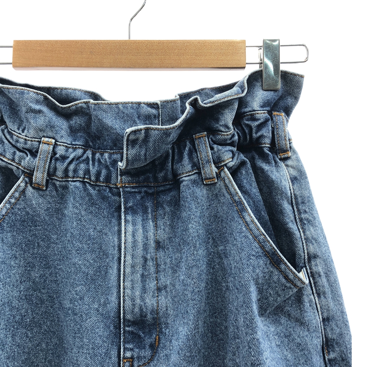 その他 ドローストリング ワイド デニムパンツ