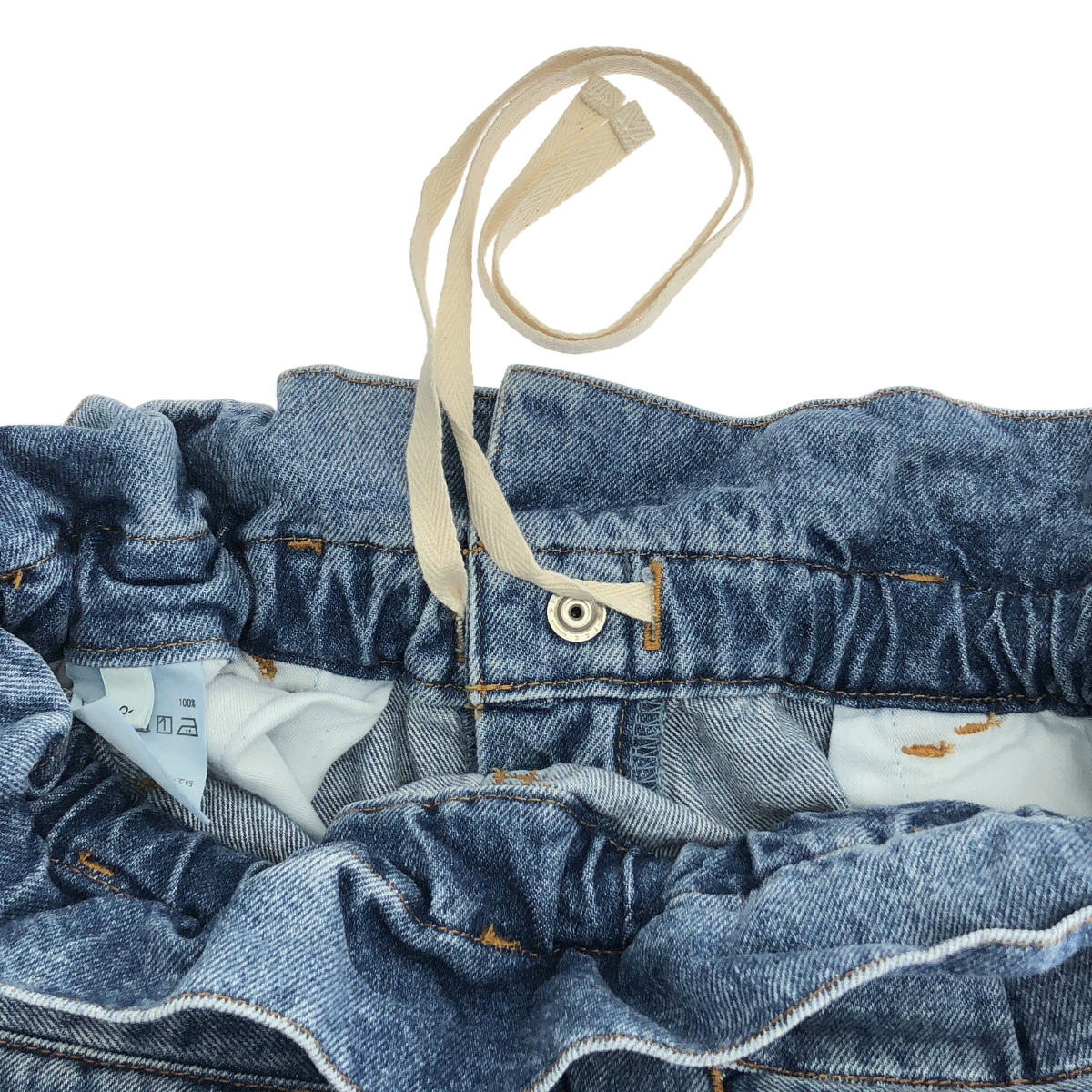 その他 ドローストリング ワイド デニムパンツ