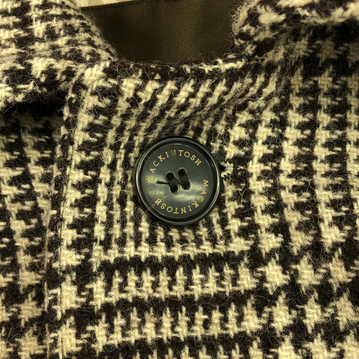 MACKINTOSH / マッキントッシュ ウール ツイード チンストラップ フライフロント コート / ロゴ総裏地