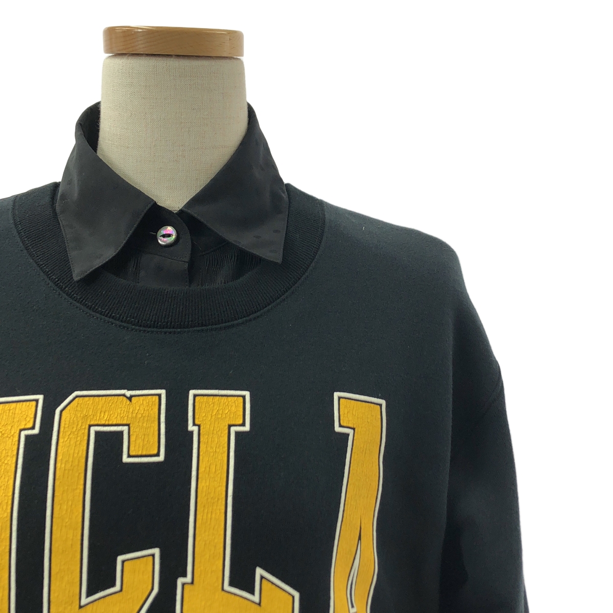 JUNYA WATANABE COMME des GARCONS / ジュンヤワタナベ カレッジロゴ ドット ドッキング シャツワンピース