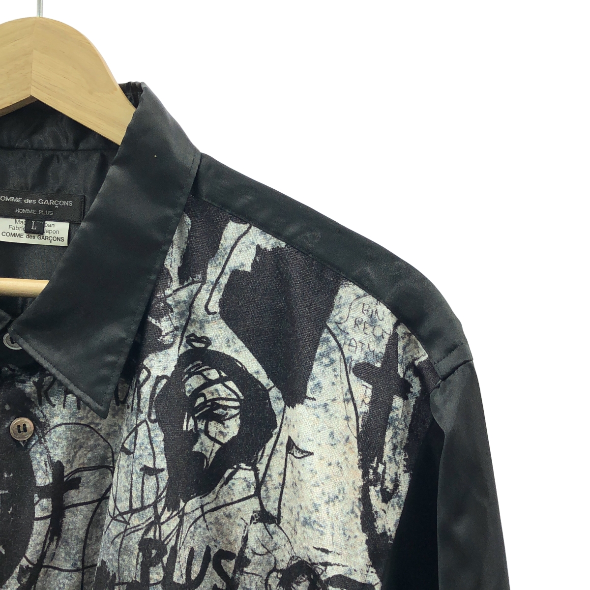 COMME des GARCONS HOMME PLUS / コムデギャルソンオムプリュス Jonathan Meese 総柄 ベロア 切替 ポリエステル ロングシャツ