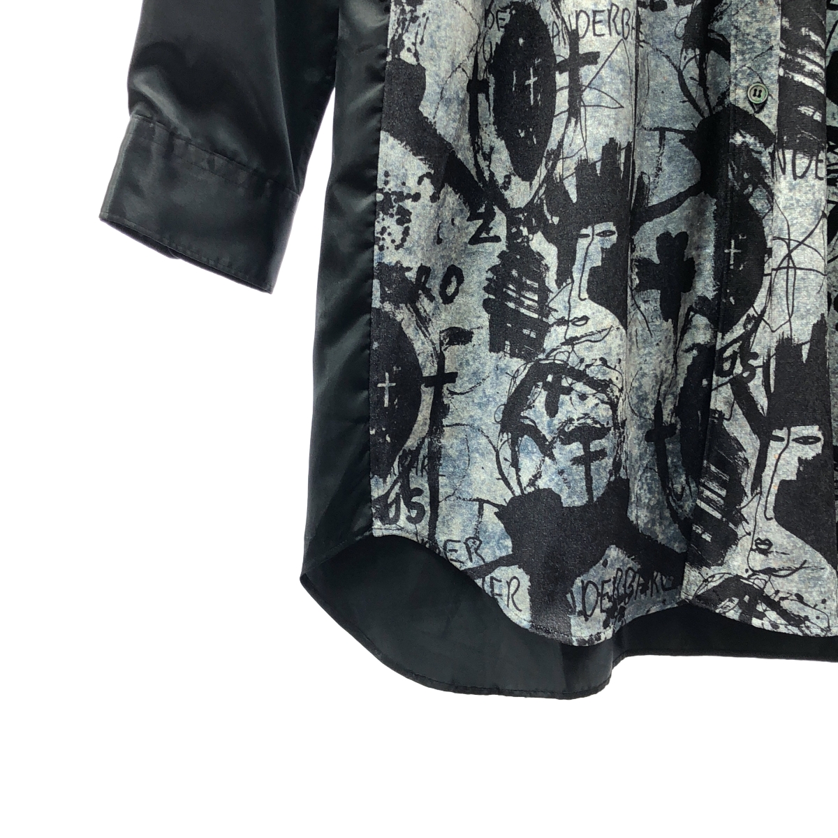 COMME des GARCONS HOMME PLUS / コムデギャルソンオムプリュス Jonathan Meese 総柄 ベロア 切替 ポリエステル ロングシャツ