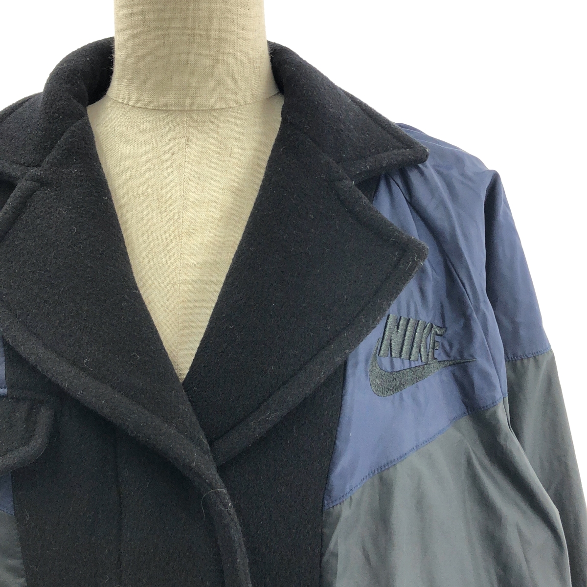 sacai / サカイ × NIKE / ナイキ ウール 異素材 切替 ドッキング ロゴ ジャケット / 裏地付き