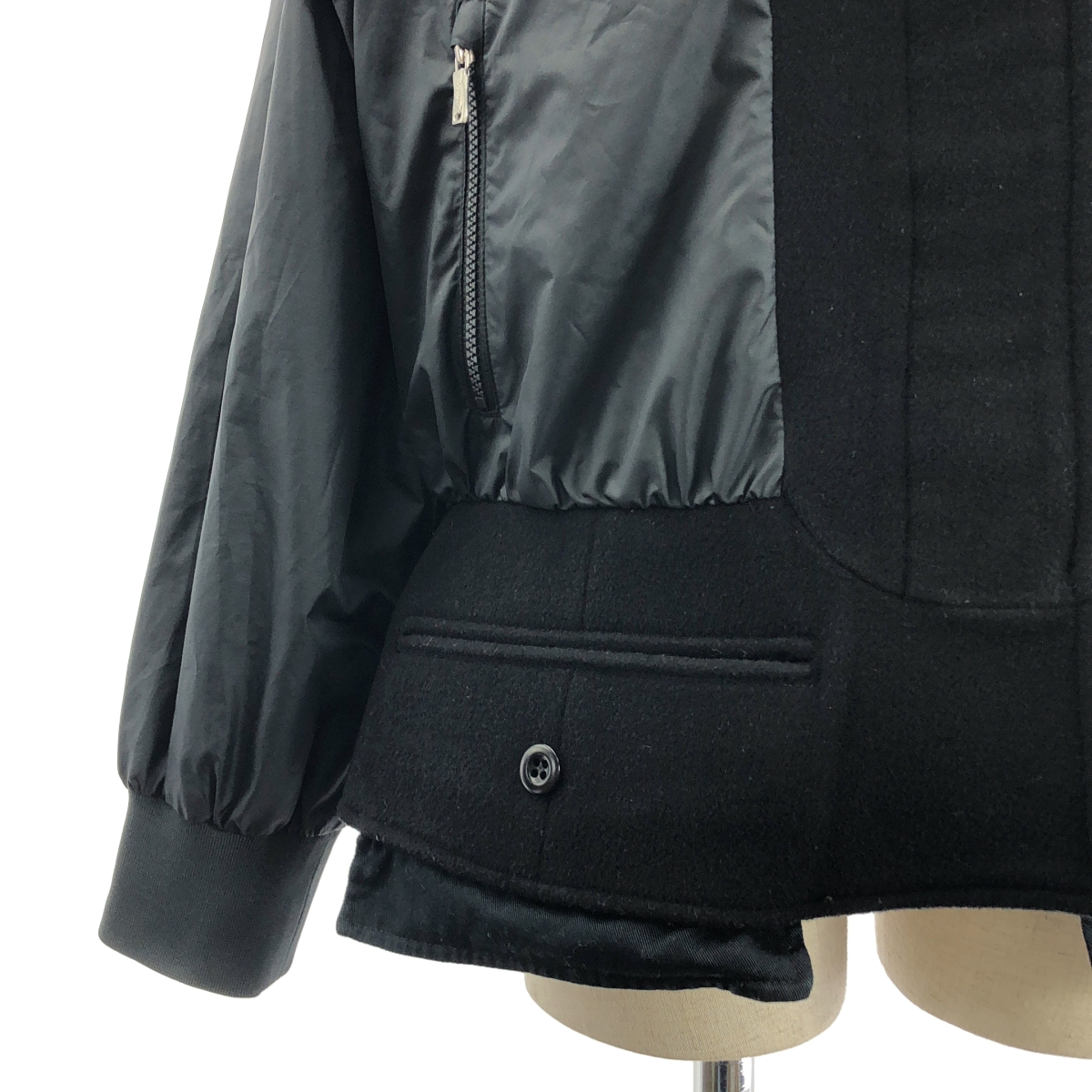 sacai / サカイ × NIKE / ナイキ ウール 異素材 切替 ドッキング ロゴ ジャケット / 裏地付き