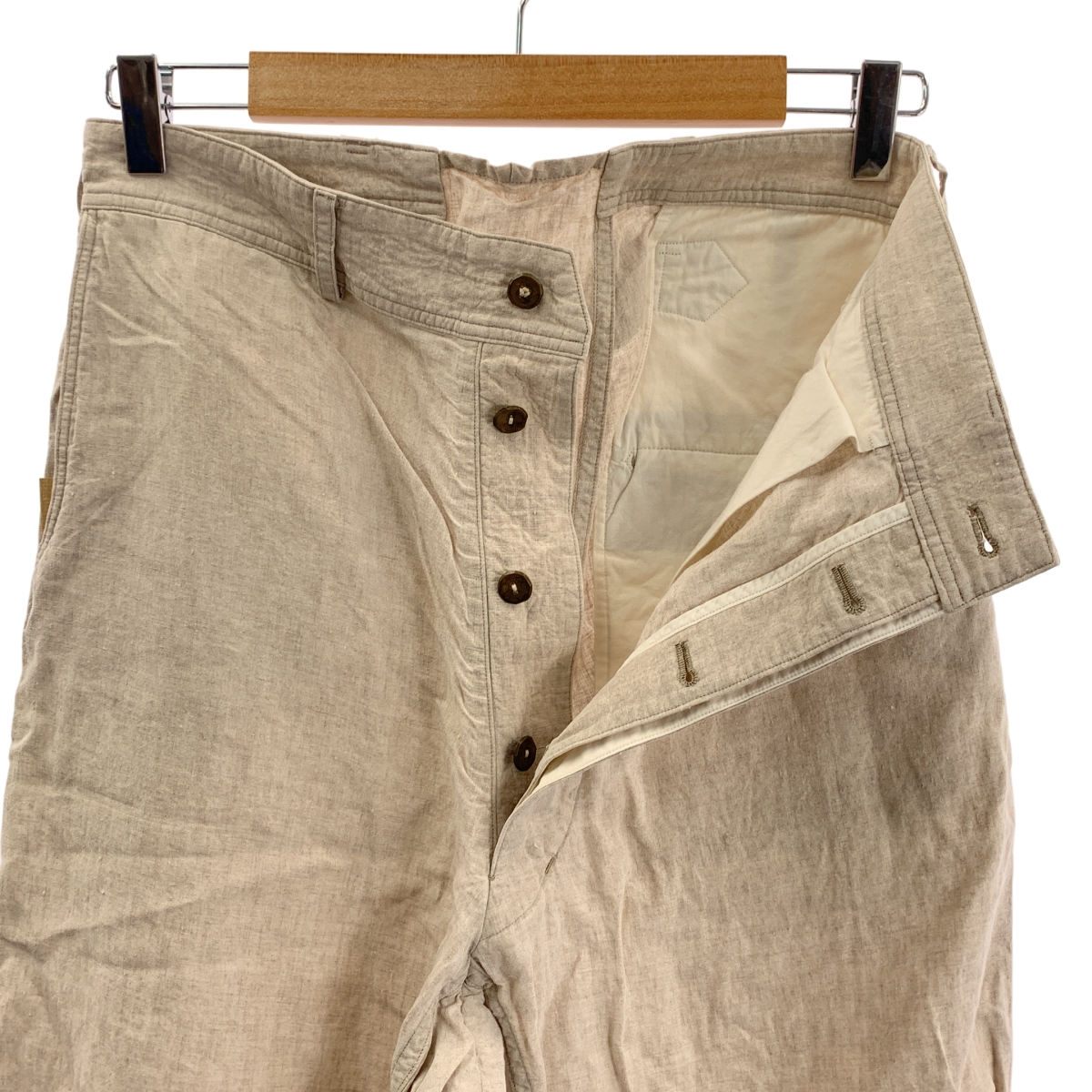 Araki yuu / アラキユウ new classic pants in special fabric リネン ブラスボタン ニュークラシックパンツ