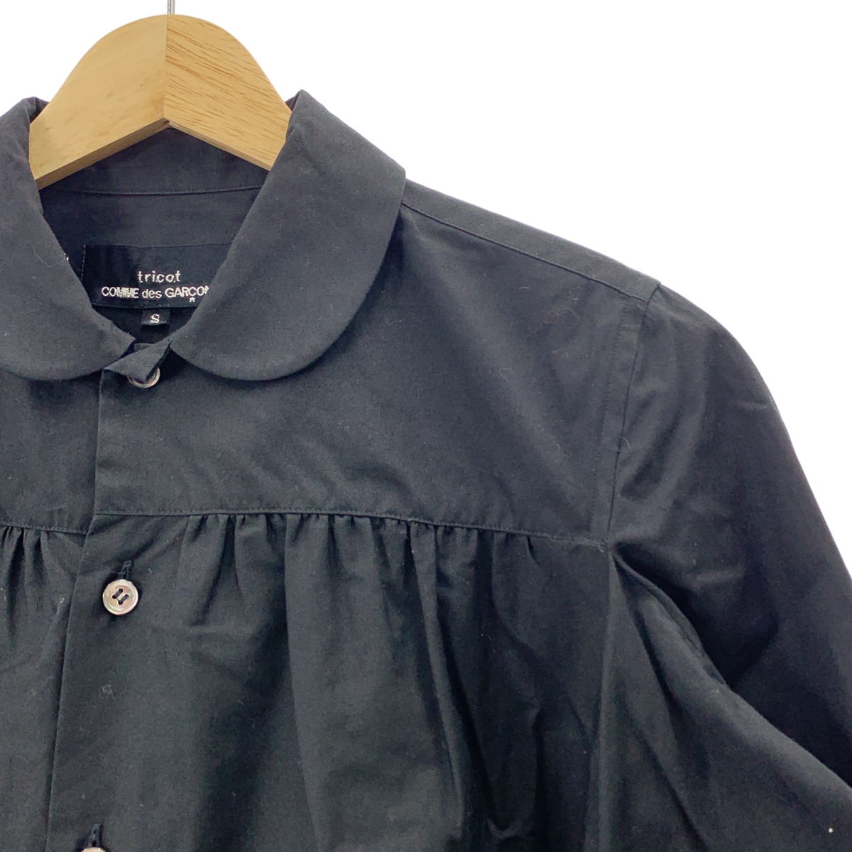 tricot COMME des GARCONS / トリココムデギャルソン ギャザーデザイン 丸襟 コットン 変形 ブラウス