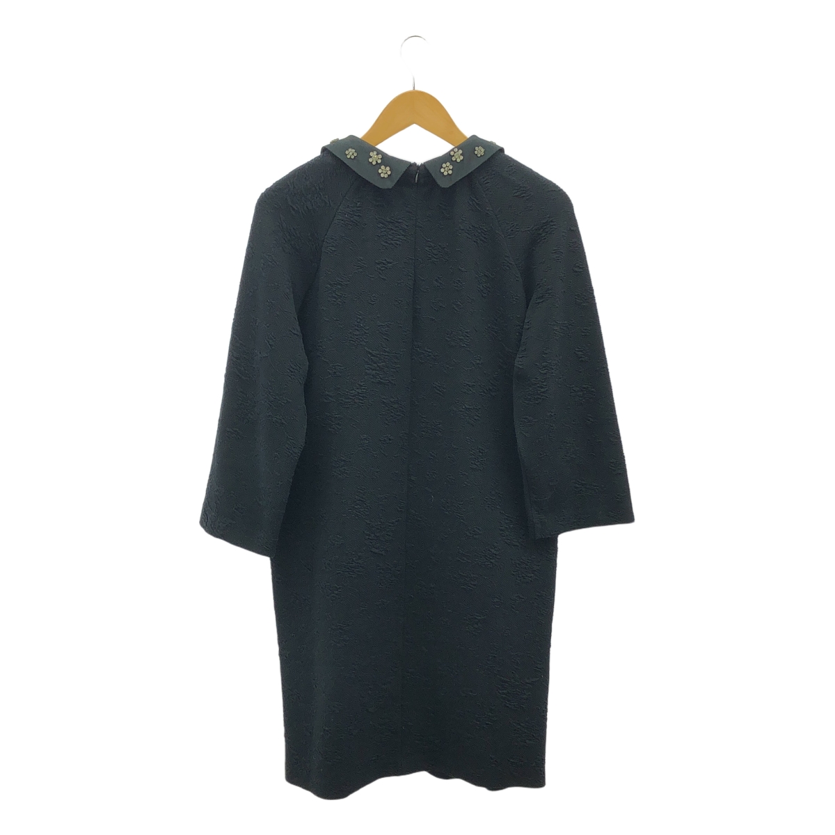 その他 ジャガード バックジップ ワンピース / ビジュー装飾 付け襟 着脱可