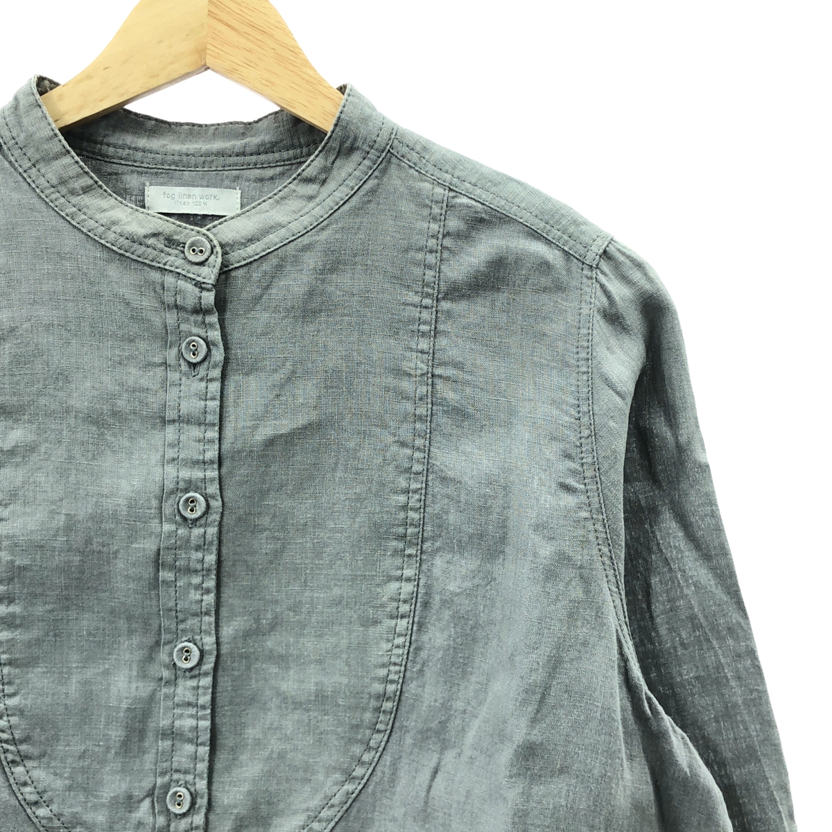 fog linen work / フォグリネンワーク リネン バンドカラー シャツ