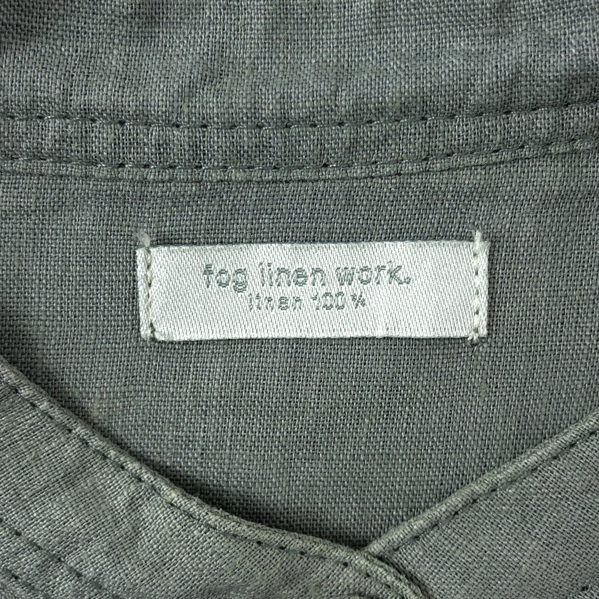 fog linen work / フォグリネンワーク リネン バンドカラー シャツ