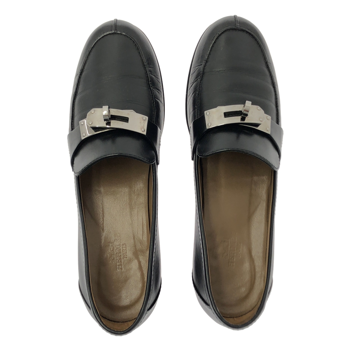 HERMES / エルメス Destin / デスタン レザー ケリーバックル ロゴ ローファー 革靴