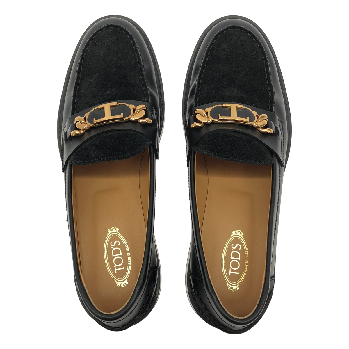 TOD'S / トッズ GOMMA BASSO Tチェーン レザー ローファ