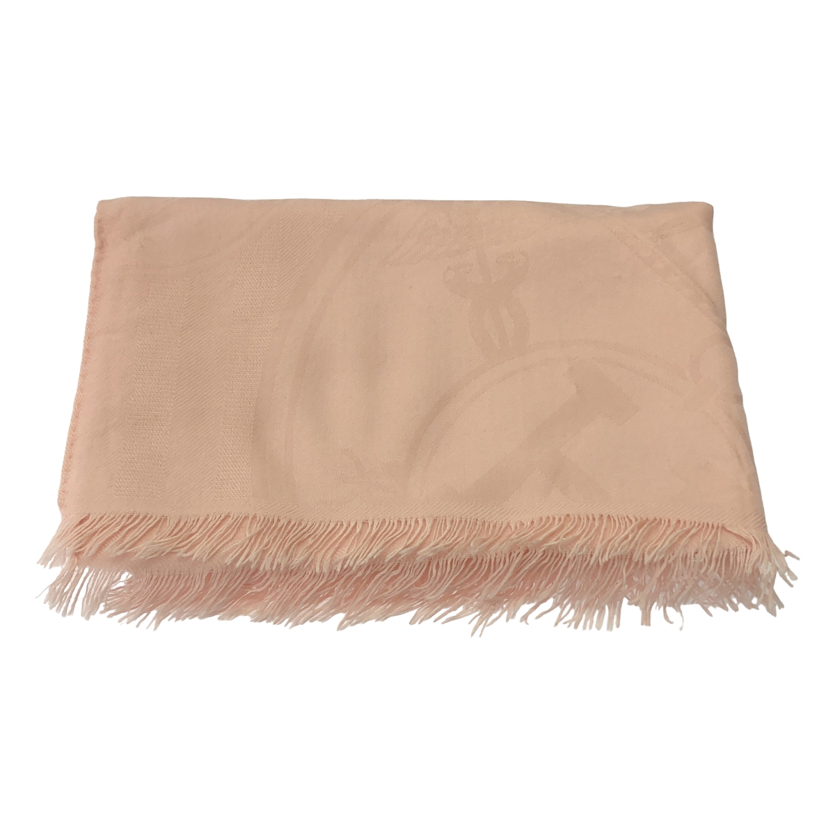 HERMES / エルメス ニュー・リブリス / カシミヤ シルク ロゴ ジャガード 大判 フリンジ ストール マフラー