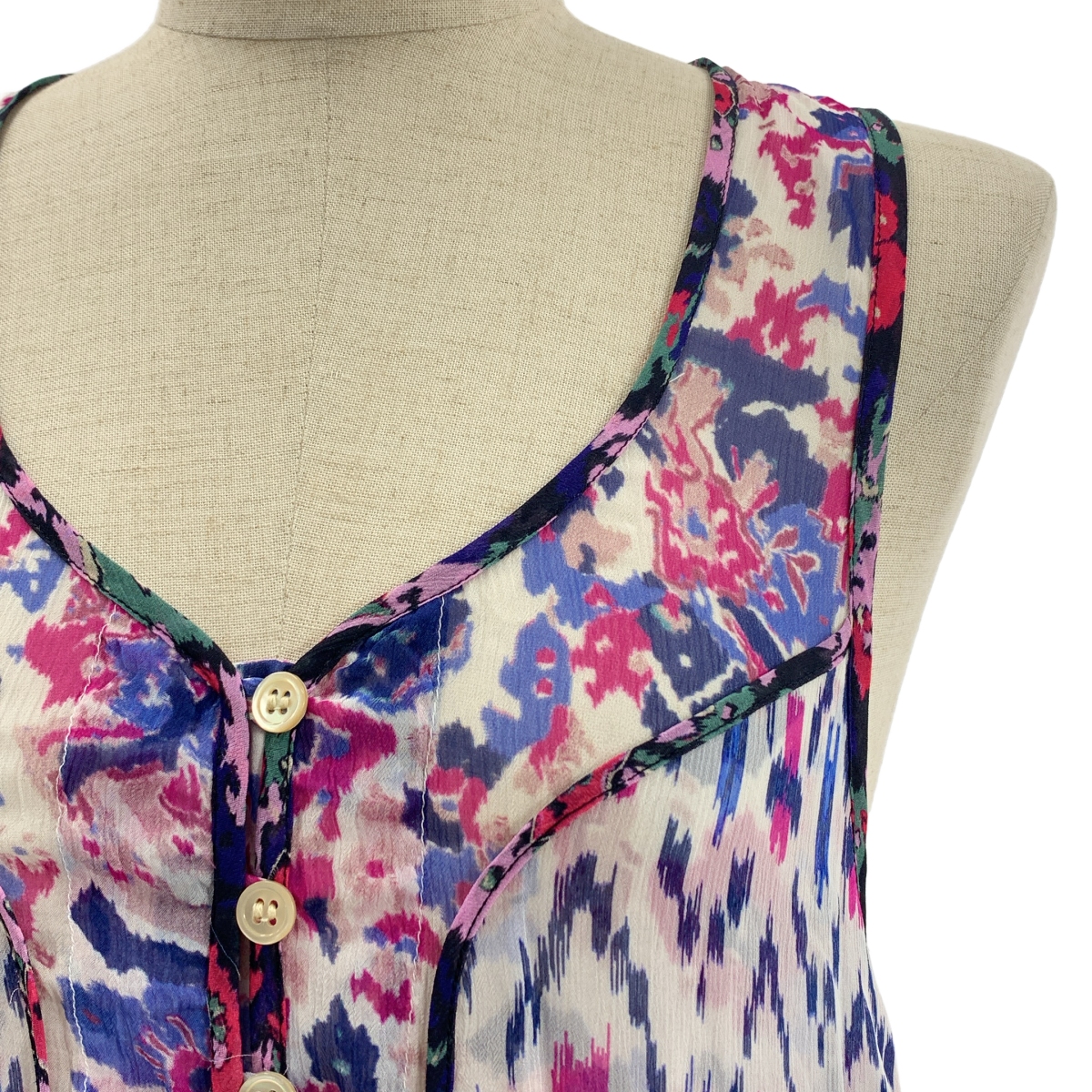 ISABEL MARANT ETOILE / イザベルマランエトワール 総柄 シアー ドローストリング ボリューム ドレス ワンピース / 裏地付き