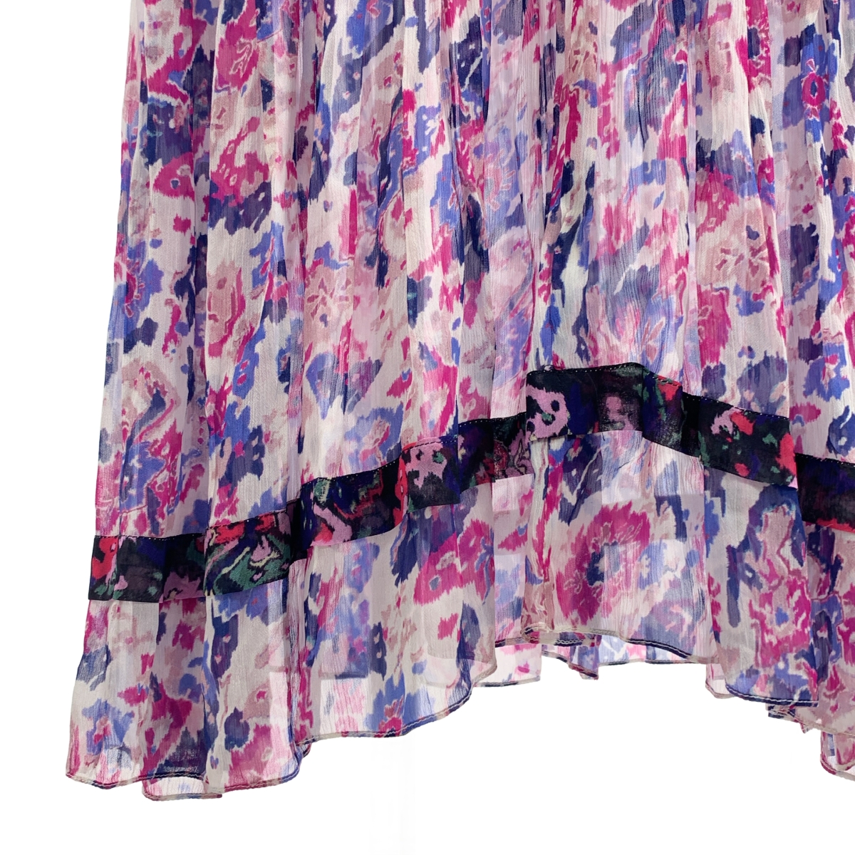 ISABEL MARANT ETOILE / イザベルマランエトワール 総柄 シアー ドローストリング ボリューム ドレス ワンピース / 裏地付き