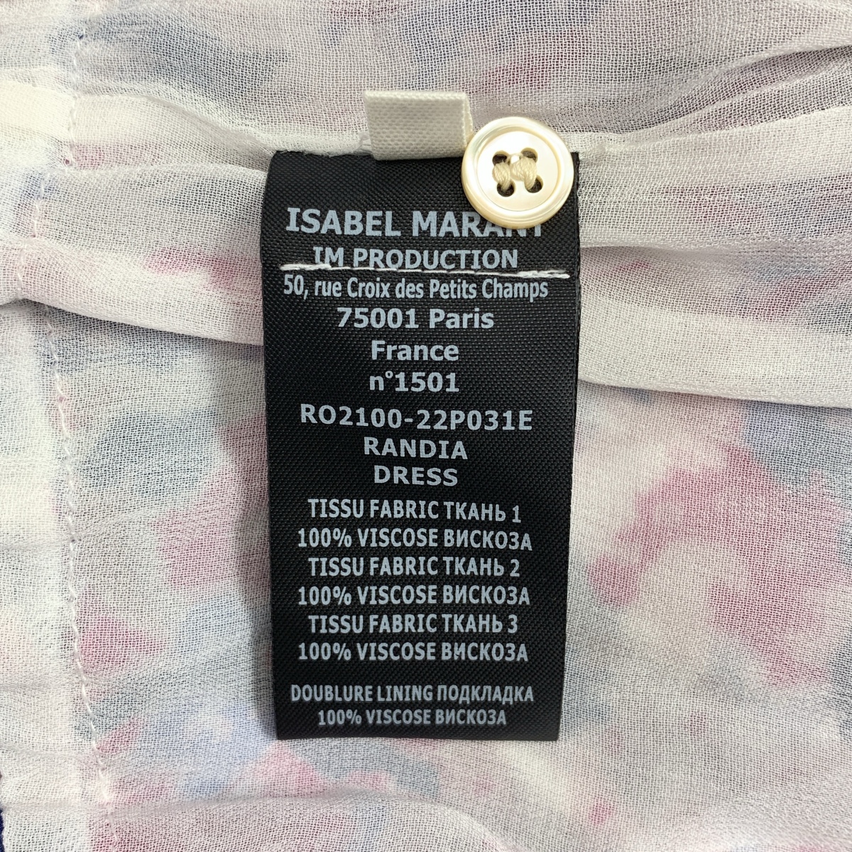 ISABEL MARANT ETOILE / イザベルマランエトワール 総柄 シアー ドローストリング ボリューム ドレス ワンピース / 裏地付き