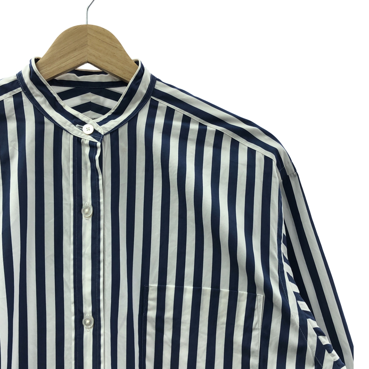 YLEVE / イレーヴ ストライプ バンドカラー シャツワンピース