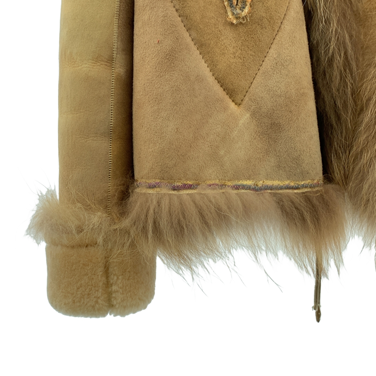 NIGEL PRESTON & KNIGHT / ナイジェルプレストンアンドナイト ダイヤパターン パッチワーク ファー切替 ムートンジャケット