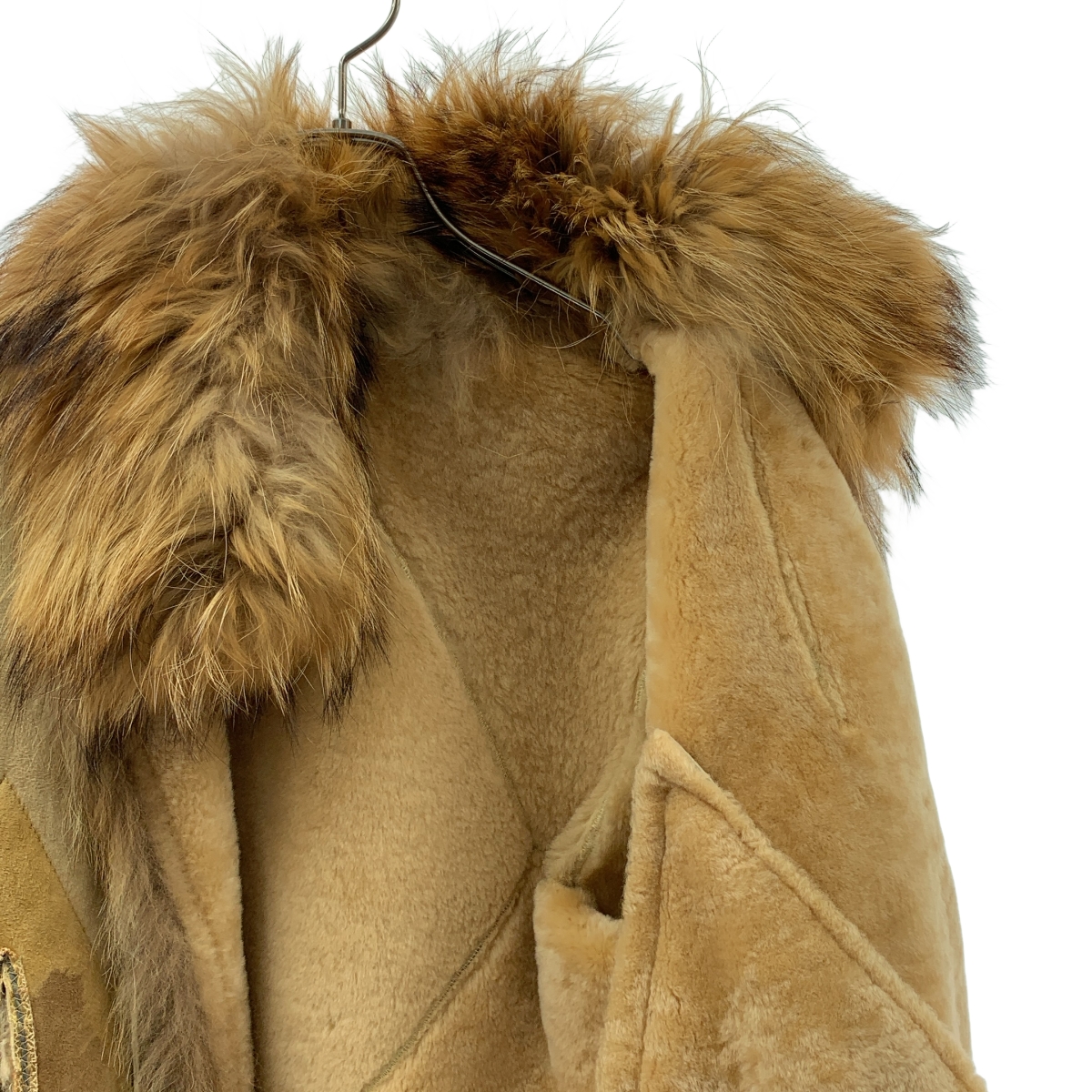 NIGEL PRESTON & KNIGHT / ナイジェルプレストンアンドナイト ダイヤパターン パッチワーク ファー切替 ムートンジャケット