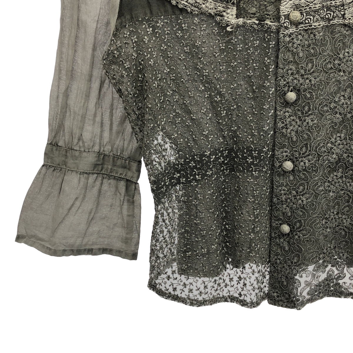 robe de chambre COMME des GARCONS / ローブドシャンブルコムデギャルソン レース ギャザー ボタンデティール シャツ